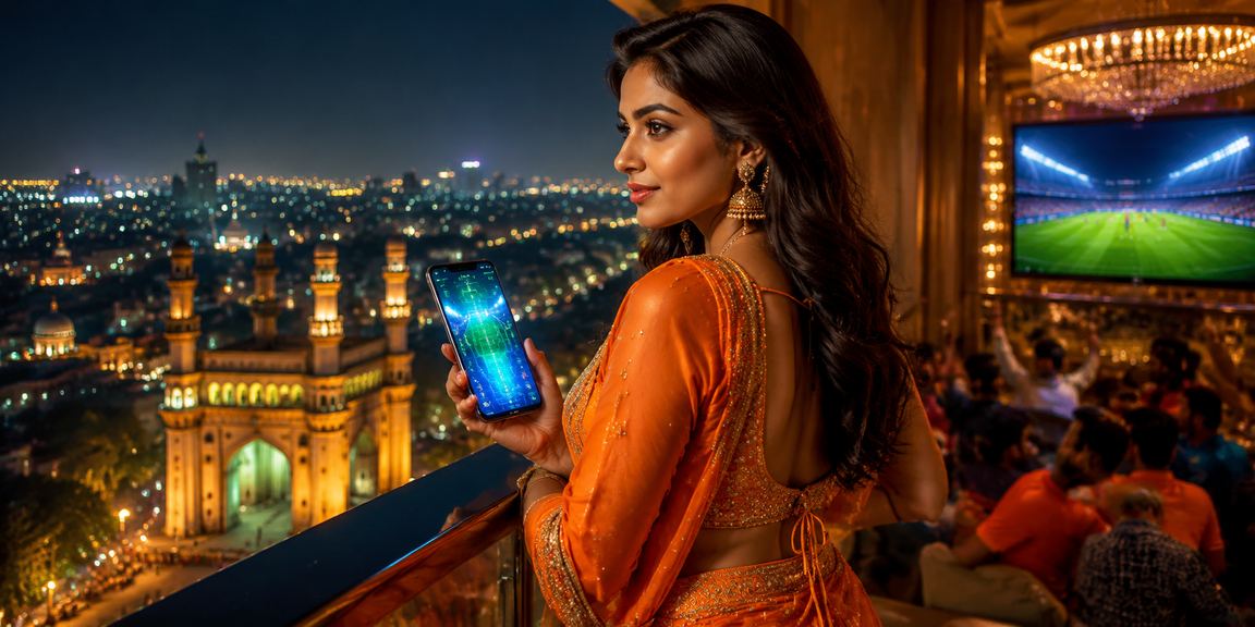 Indian player using mobile casino app with traditional attire